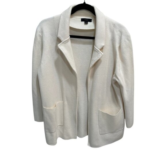 J.Crew 365 Women L Cream Sophie Merino Wool Open Front Sweater Blazer J0244 - Picture 8 of 12